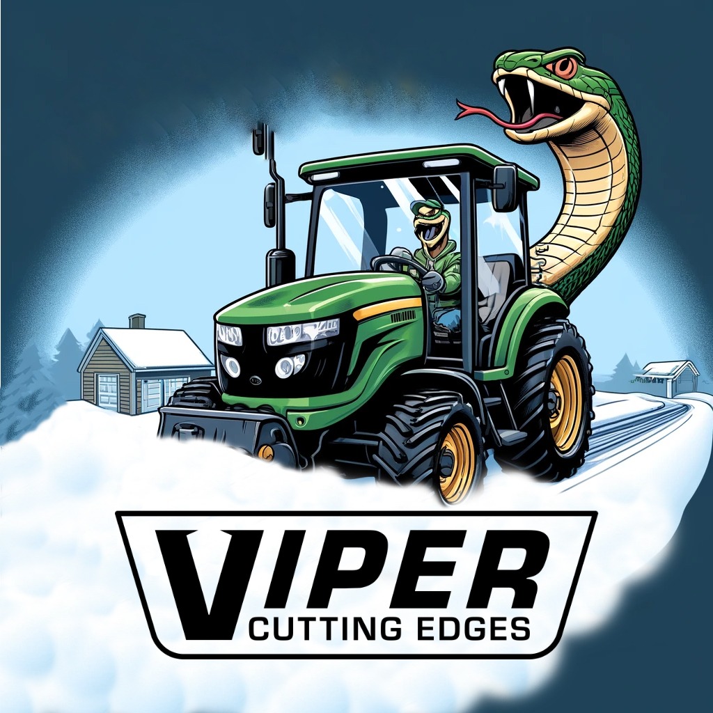 Viper Cutting Edge | Best Add-On for Inverted Snowblowers – USA & Canada Viper Cutting Edge showing a tractor with a viper coming out from behind and clean road
